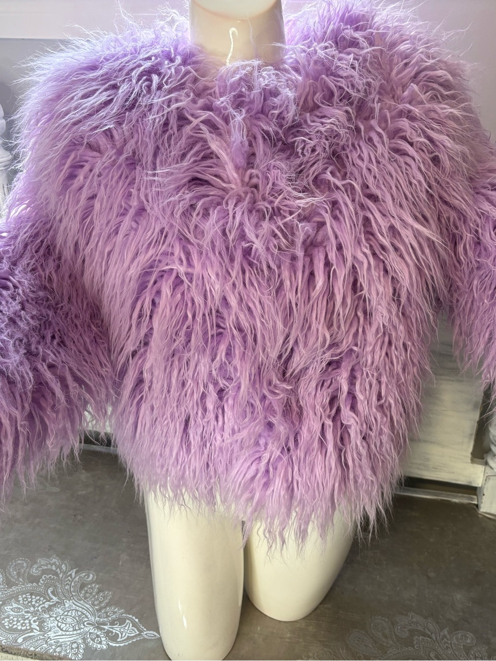 Lilac Faux Fur Shag Teddy Jacket - Women's Plush Coat
